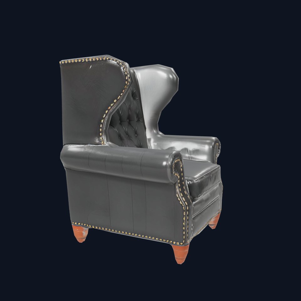 Elegant Leather Wingback Chair model pack